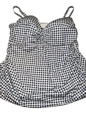crown & ivy Navy and White Gingham Swim Camisole